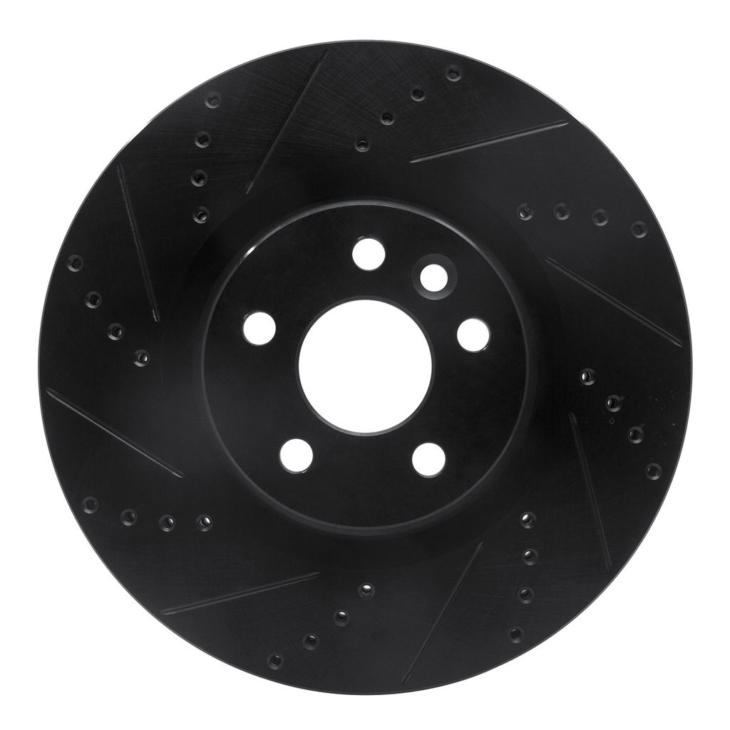 Dynamic Friction 633-11025L - Drilled and Slotted Black Zinc Brake Rotor