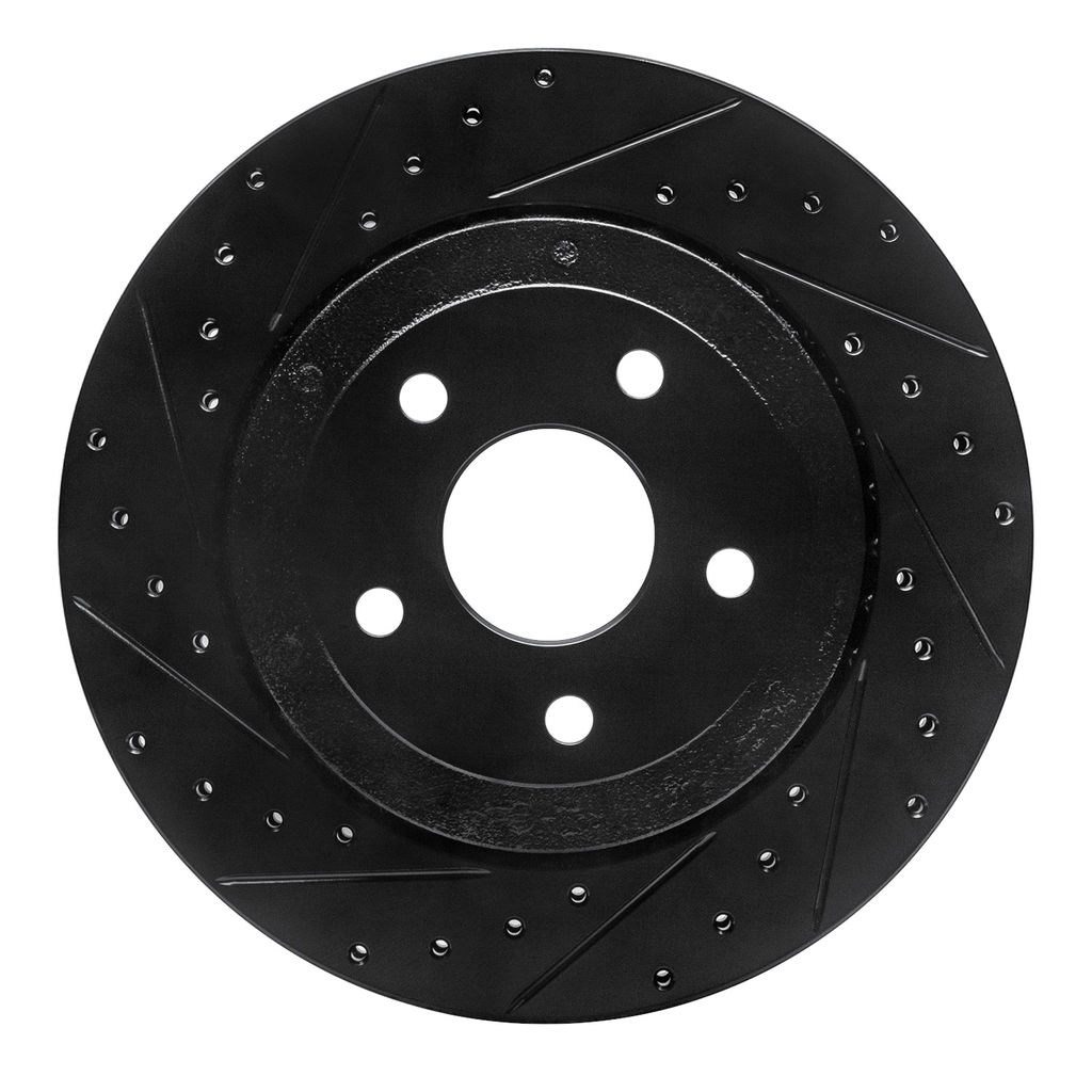 Dynamic Friction 633-42003L - Drilled and Slotted Black Zinc Brake Rotor
