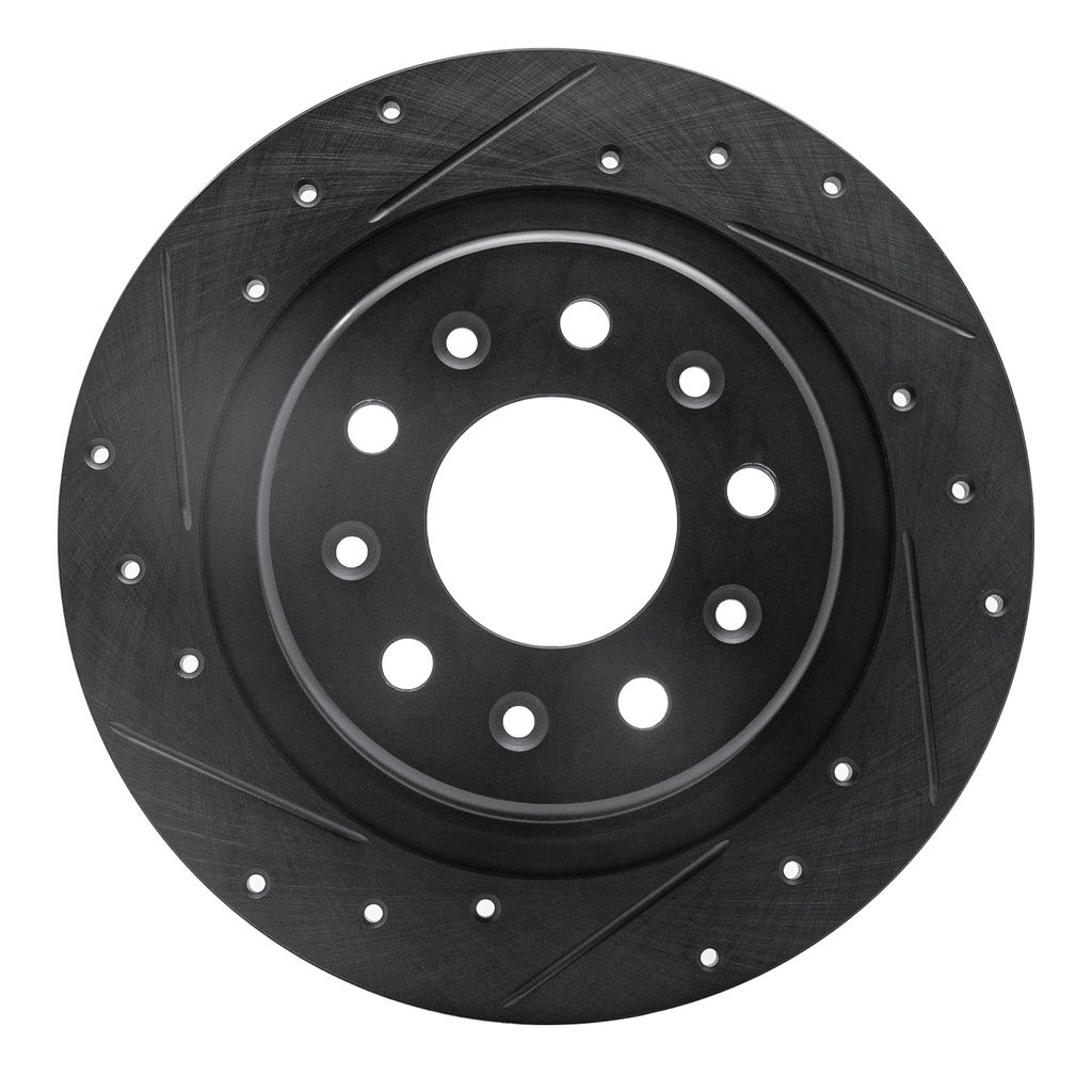 Dynamic Friction 633-47075L - Drilled and Slotted Black Zinc Brake Rotor