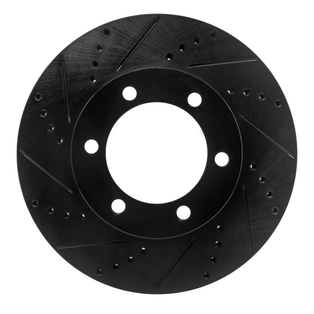 Dynamic Friction 633-76124L - Drilled and Slotted Black Zinc Brake Rotor