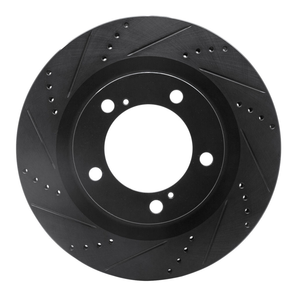 Dynamic Friction 633-76136L - Drilled and Slotted Black Zinc Brake Rotor