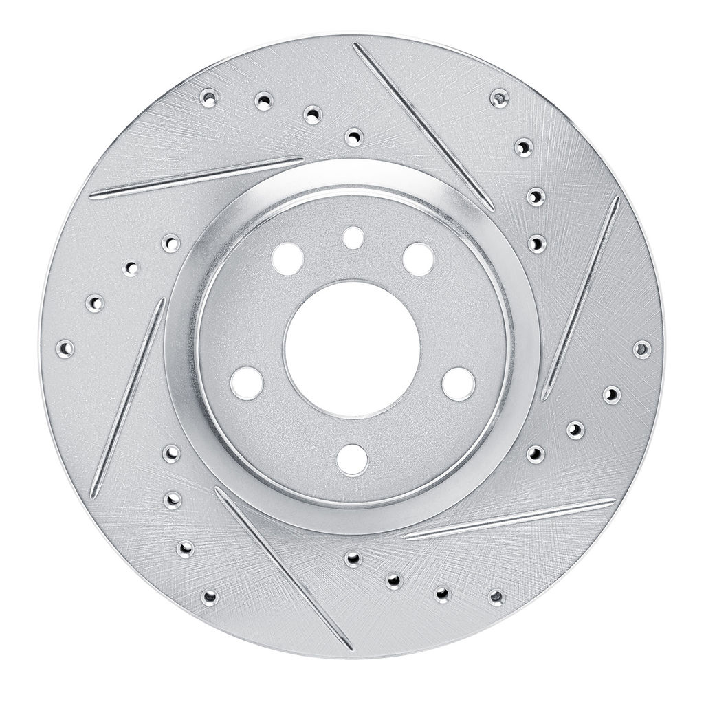 Dynamic Friction 631-16014R - Drilled and Slotted Silver Zinc Brake Rotor