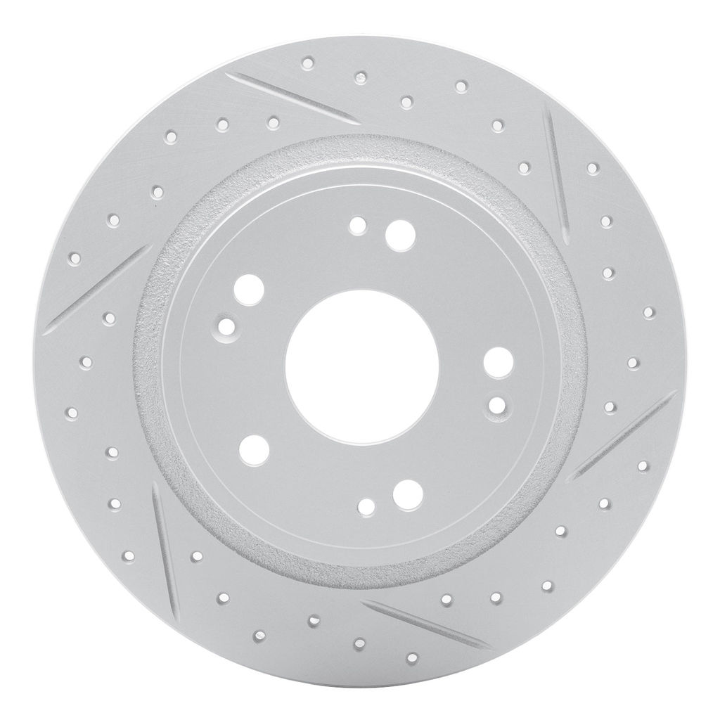 Dynamic Friction 830-59032R - Geoperformance Coated Drilled and Slotted Brake Rotor