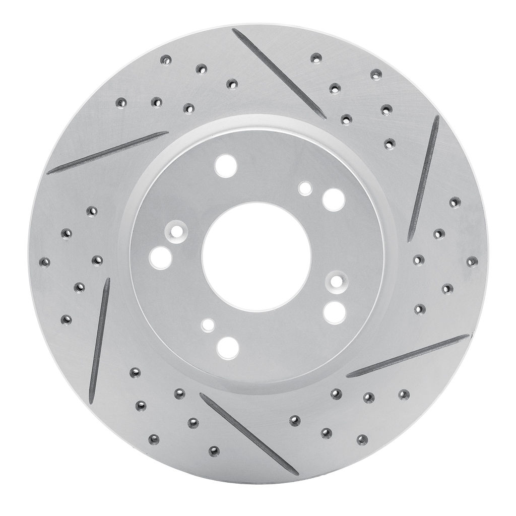 Dynamic Friction 830-59034R - Geoperformance Coated Drilled and Slotted Brake Rotor