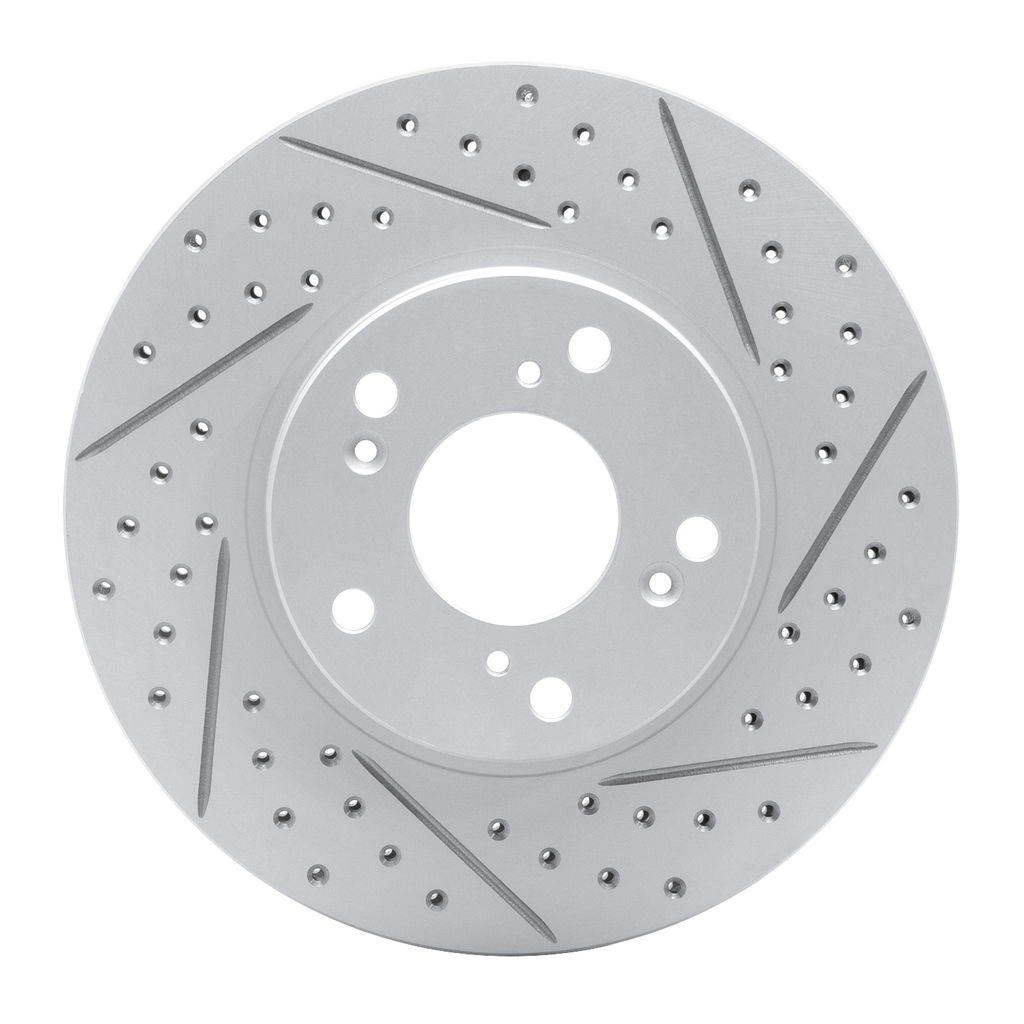 Dynamic Friction 830-59042R - Geoperformance Coated Drilled and Slotted Brake Rotor