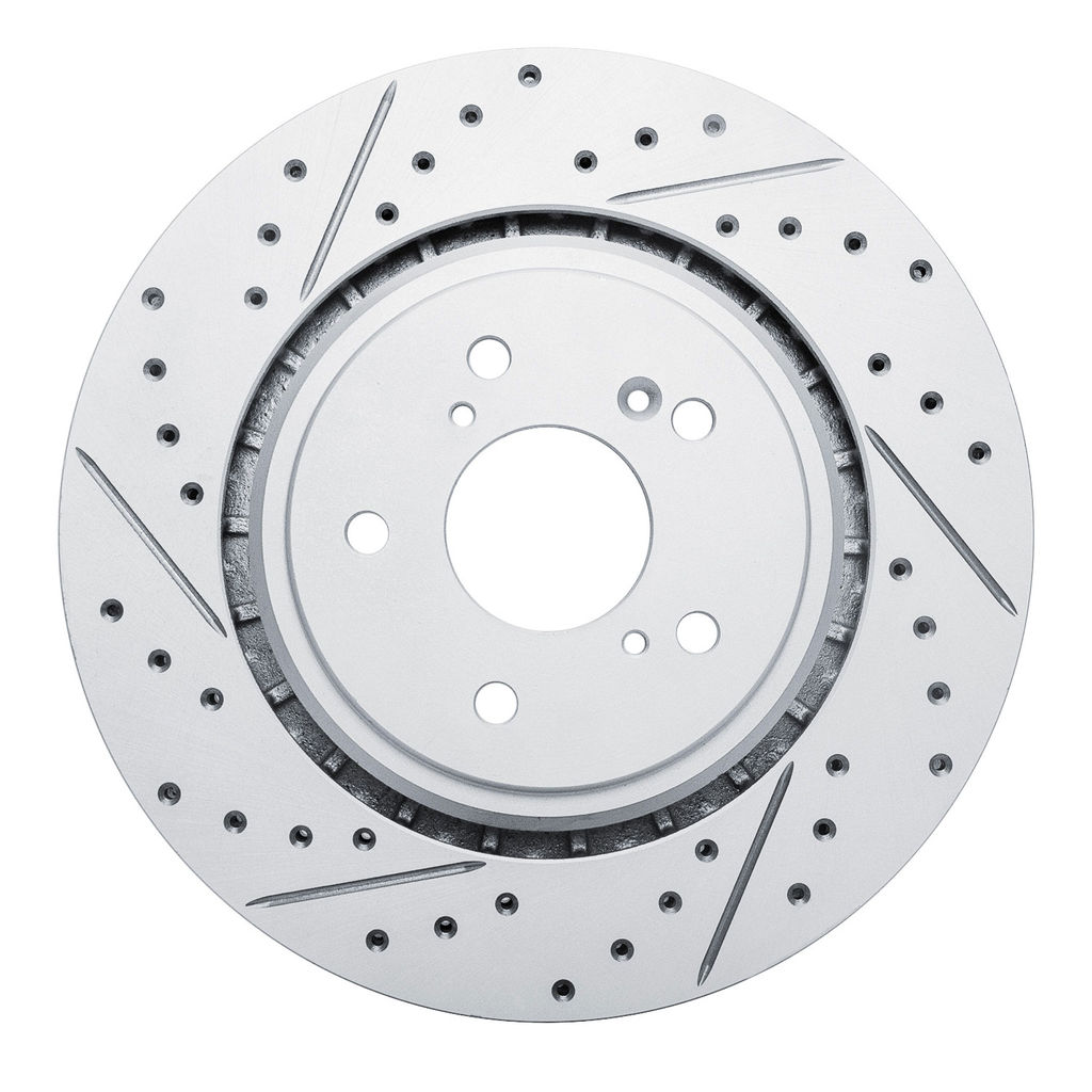 Dynamic Friction 830-58026L - Geoperformance Coated Drilled and Slotted Brake Rotor
