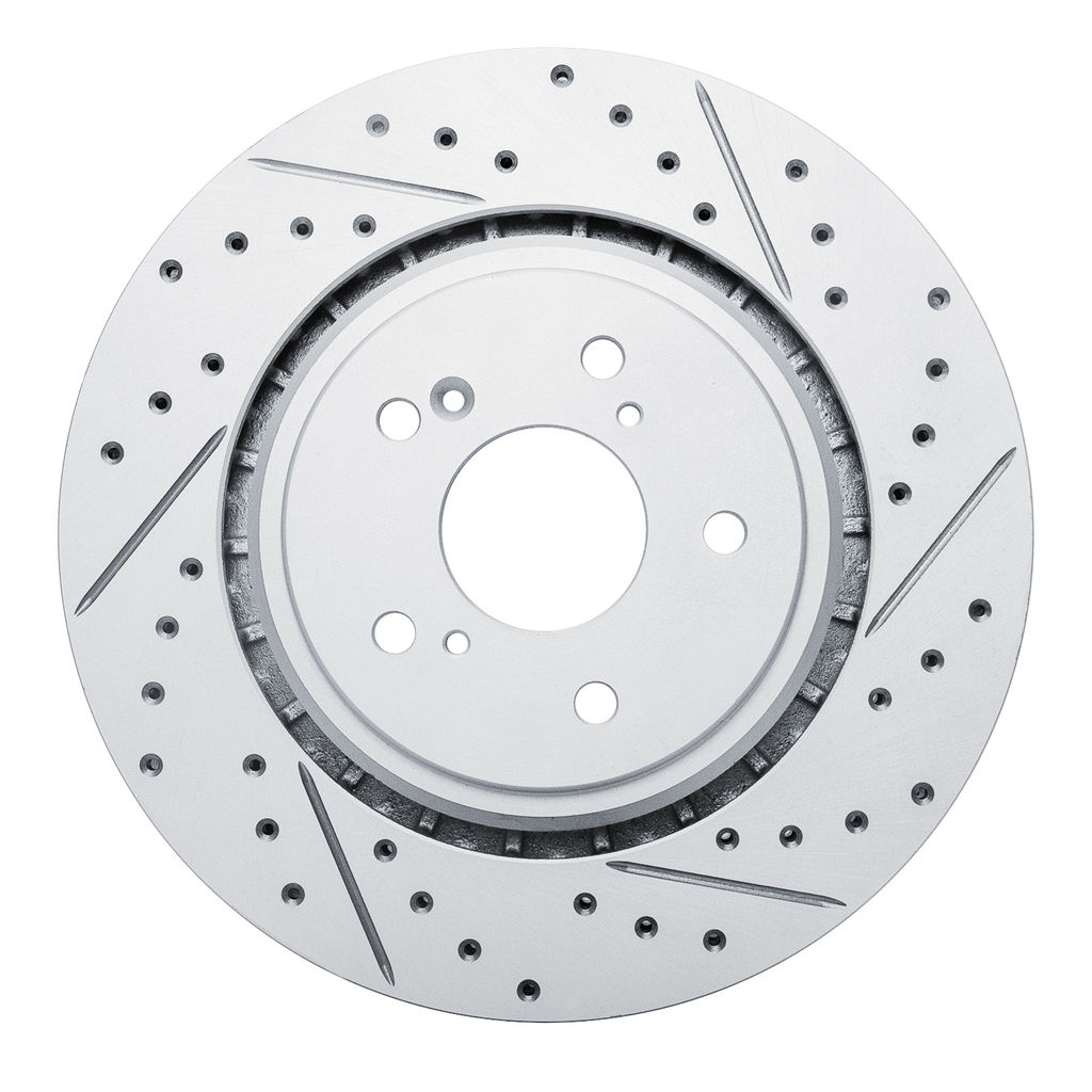 Dynamic Friction 830-58026R - Geoperformance Coated Drilled and Slotted Brake Rotor