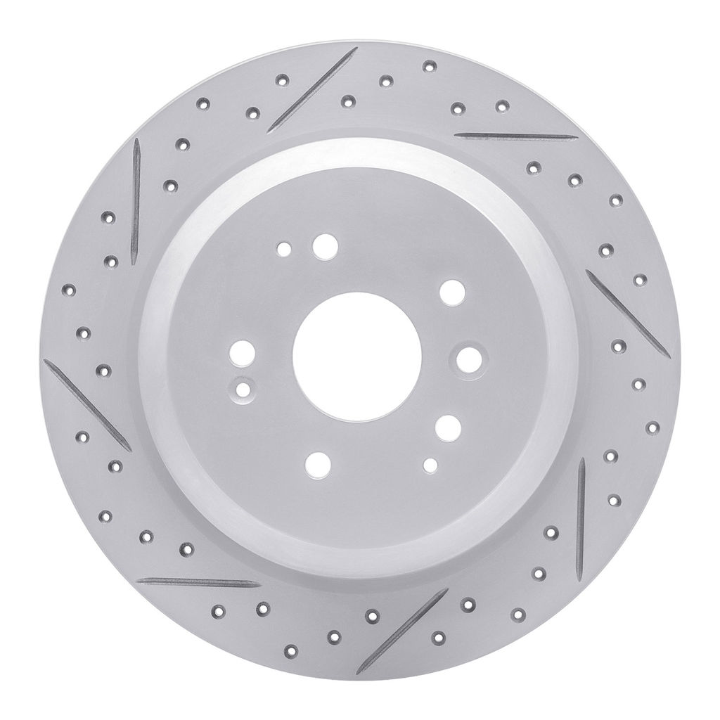 Dynamic Friction 830-58028L - Geoperformance Coated Drilled and Slotted Brake Rotor