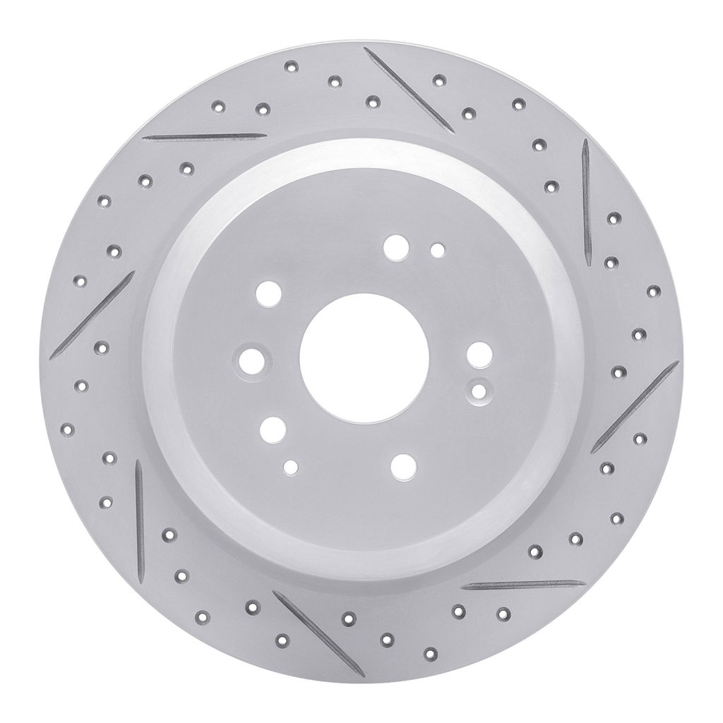 Dynamic Friction 830-58028R - Geoperformance Coated Drilled and Slotted Brake Rotor
