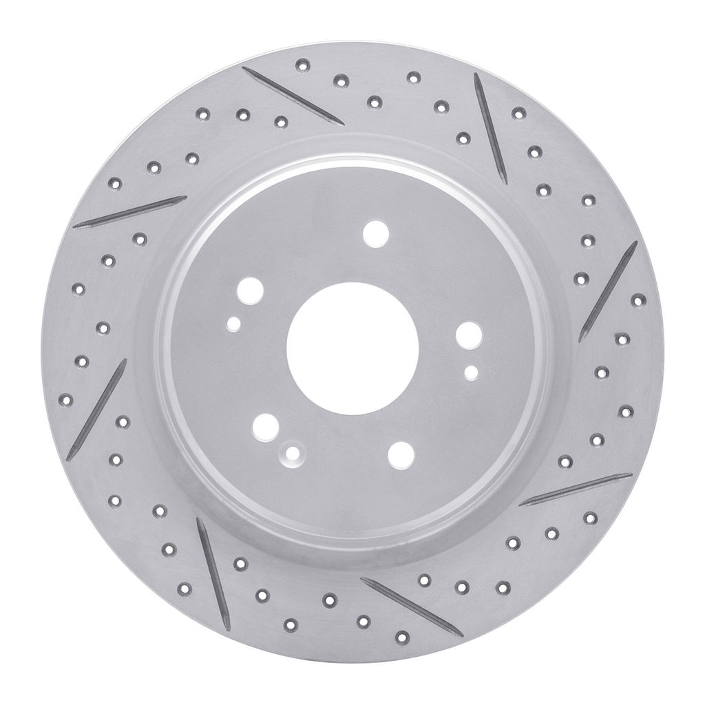 Dynamic Friction 830-58029R - Geoperformance Coated Drilled and Slotted Brake Rotor