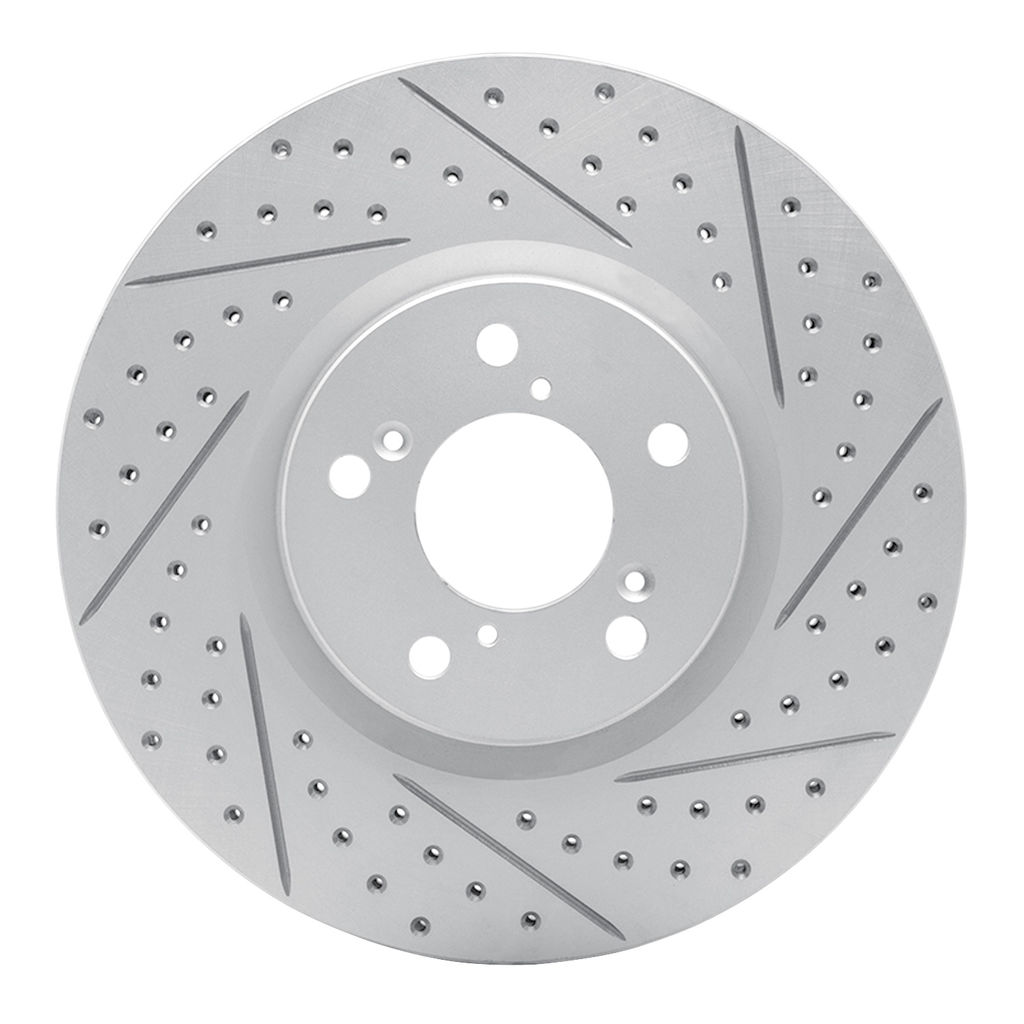 Dynamic Friction 830-59053R - Geoperformance Coated Drilled and Slotted Brake Rotor