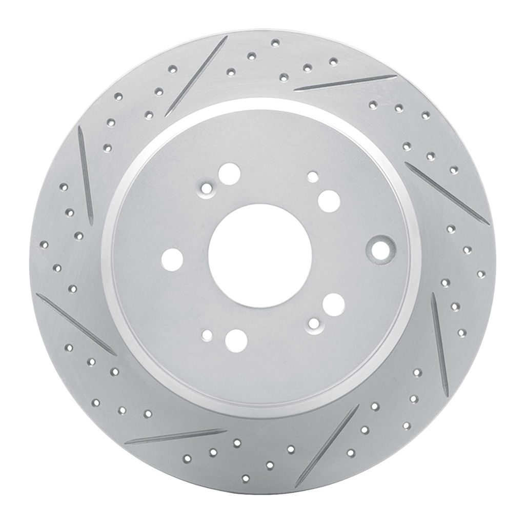 Dynamic Friction 830-59054L - Geoperformance Coated Drilled and Slotted Brake Rotor