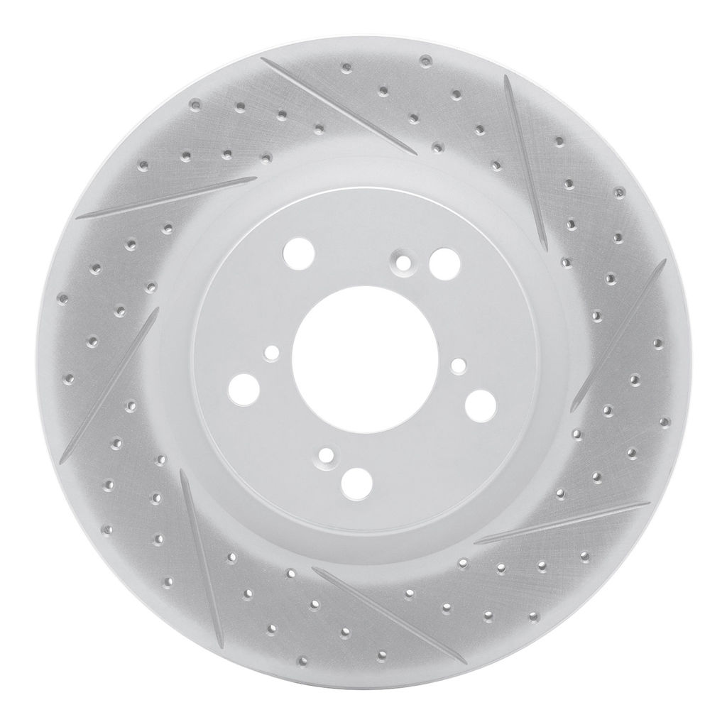 Dynamic Friction 830-59056R - Geoperformance Coated Drilled and Slotted Brake Rotor