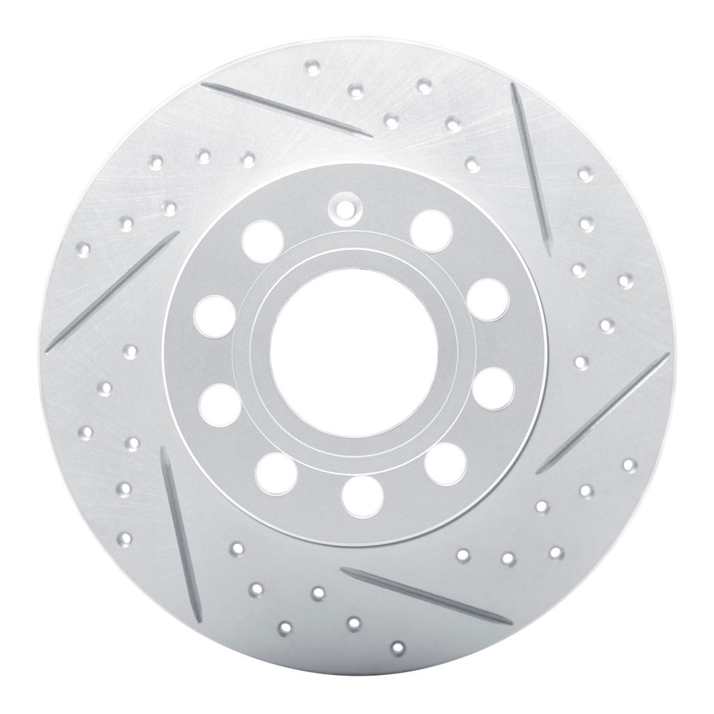 Dynamic Friction 830-74027R - Geoperformance Coated Drilled and Slotted Brake Rotor