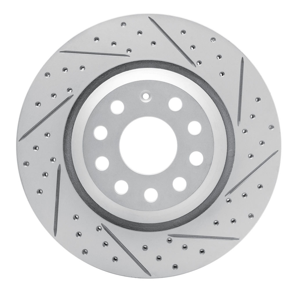 Dynamic Friction 830-74030R - Geoperformance Coated Drilled and Slotted Brake Rotor
