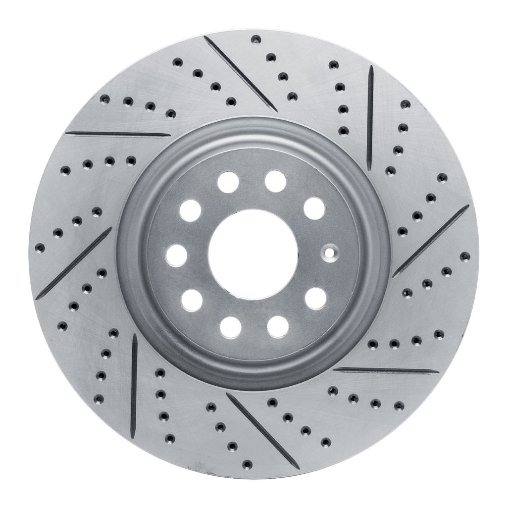 Dynamic Friction 830-74034R - Geoperformance Coated Drilled and Slotted Brake Rotor