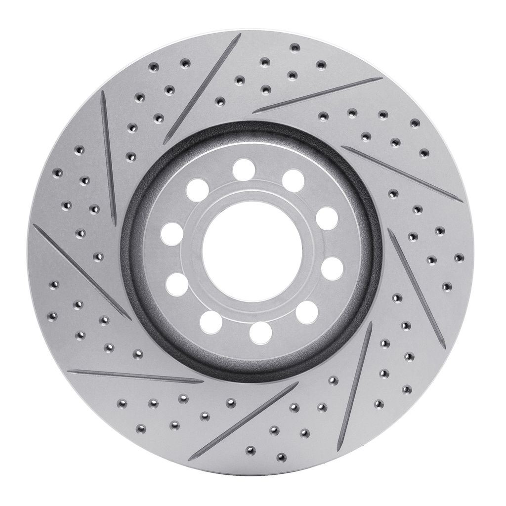 Dynamic Friction 830-73044L - Geoperformance Coated Drilled and Slotted Brake Rotor