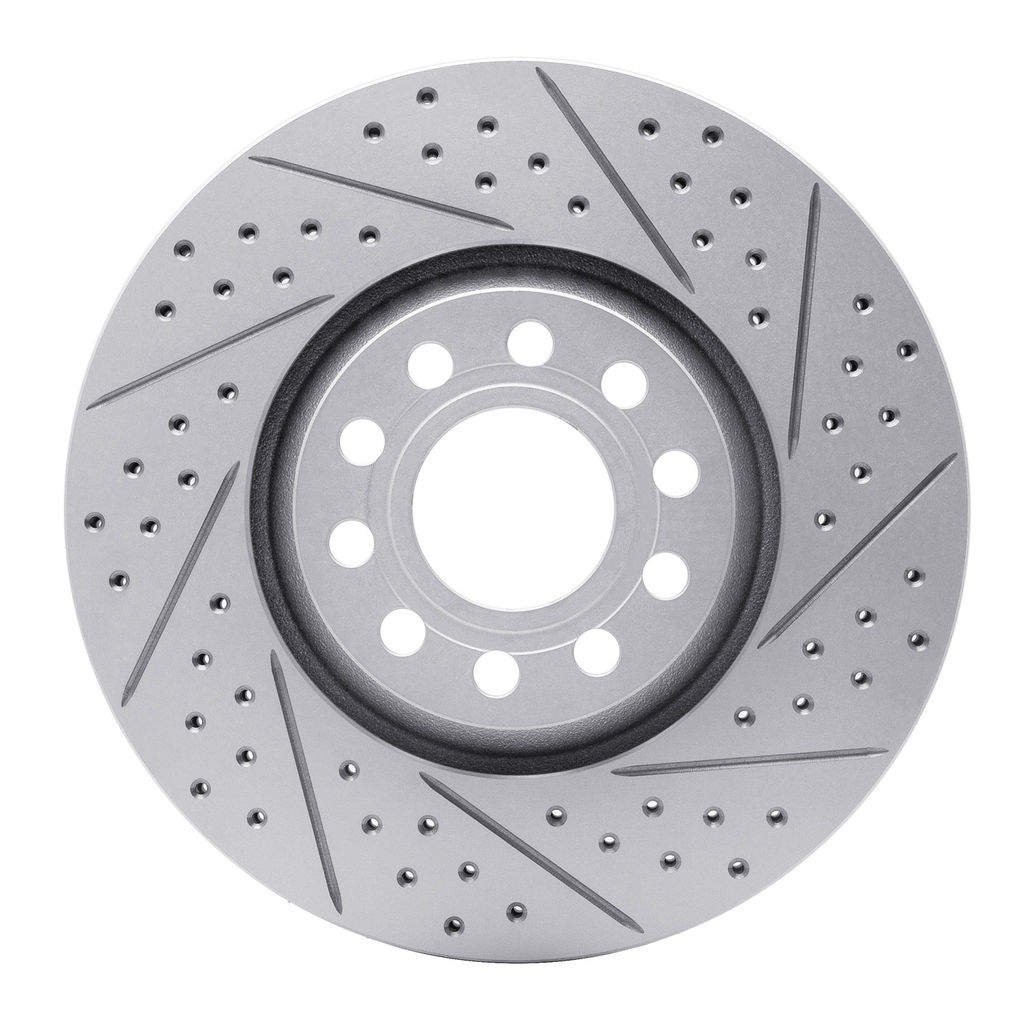 Dynamic Friction 830-73044R - Geoperformance Coated Drilled and Slotted Brake Rotor