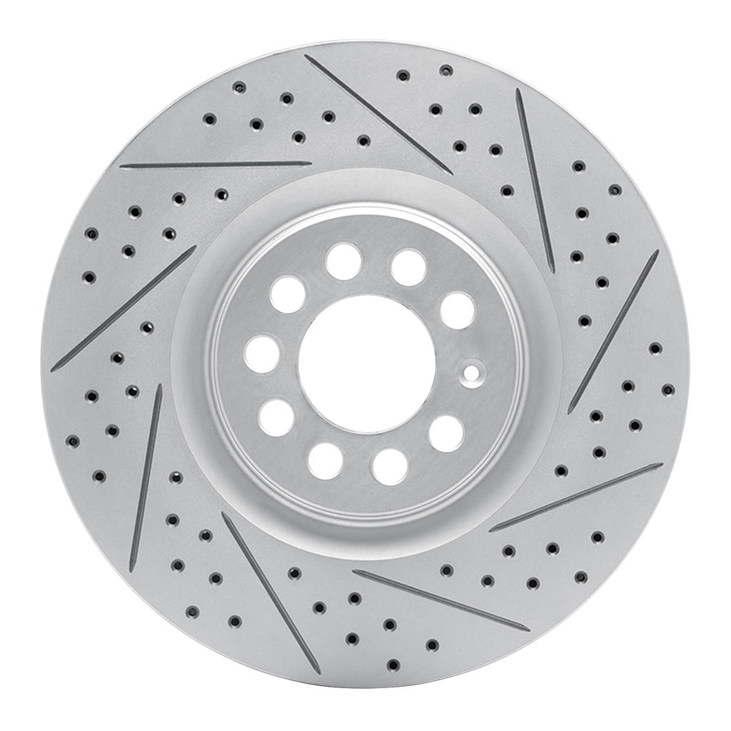 Dynamic Friction 830-74021R - Geoperformance Coated Drilled and Slotted Brake Rotor