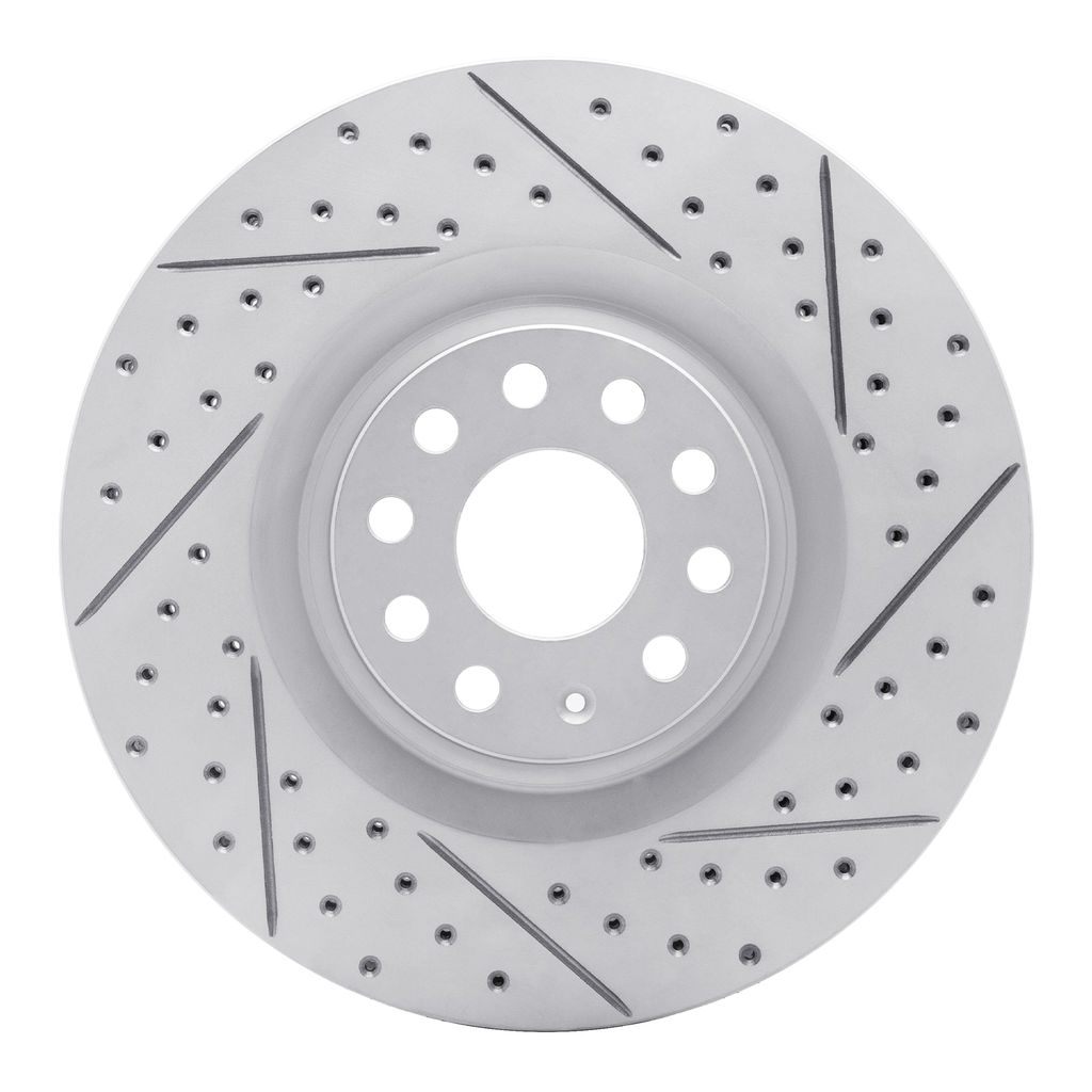 Dynamic Friction 830-74029R - Geoperformance Coated Drilled and Slotted Brake Rotor