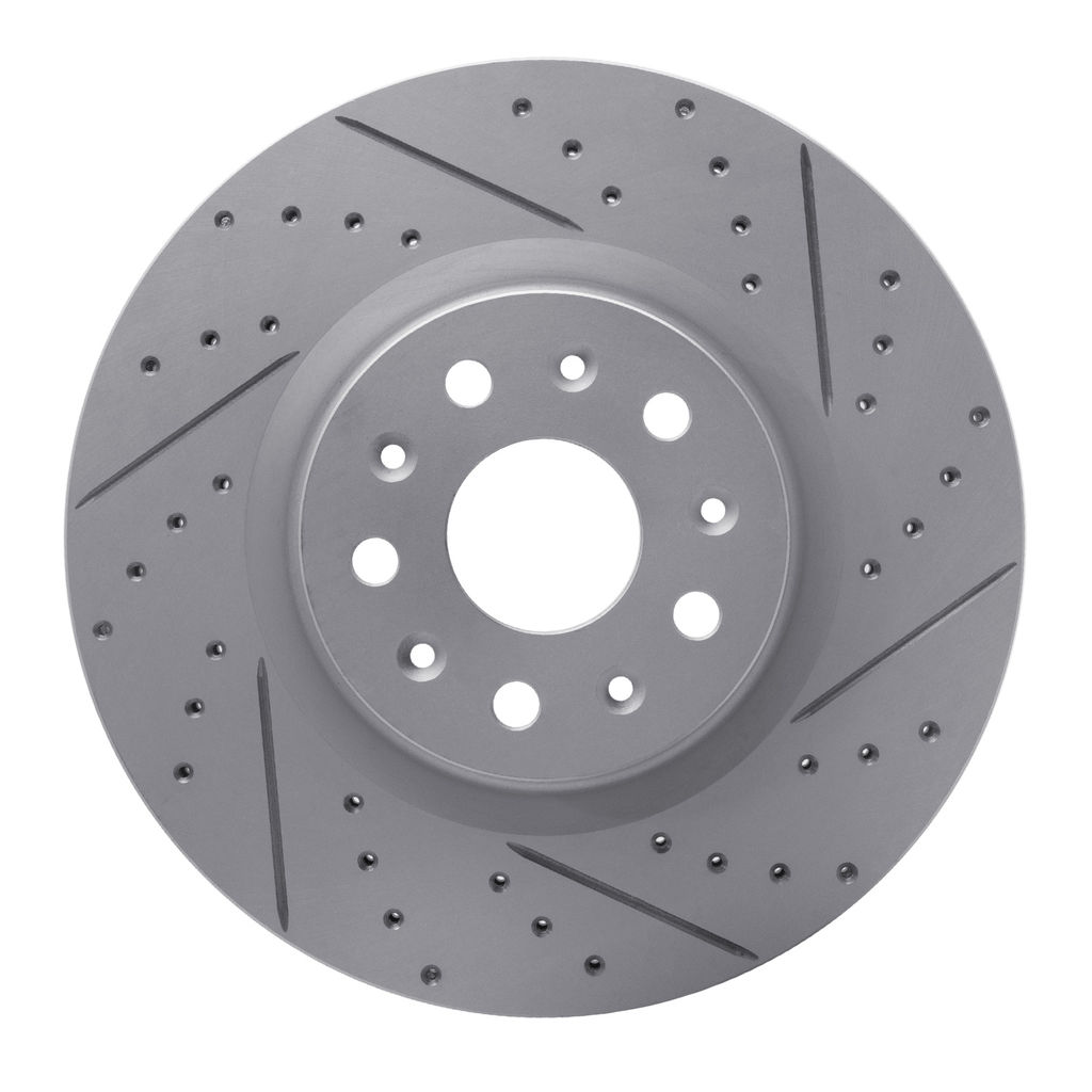 Dynamic Friction 830-46036R - Geoperformance Coated Drilled and Slotted Brake Rotor
