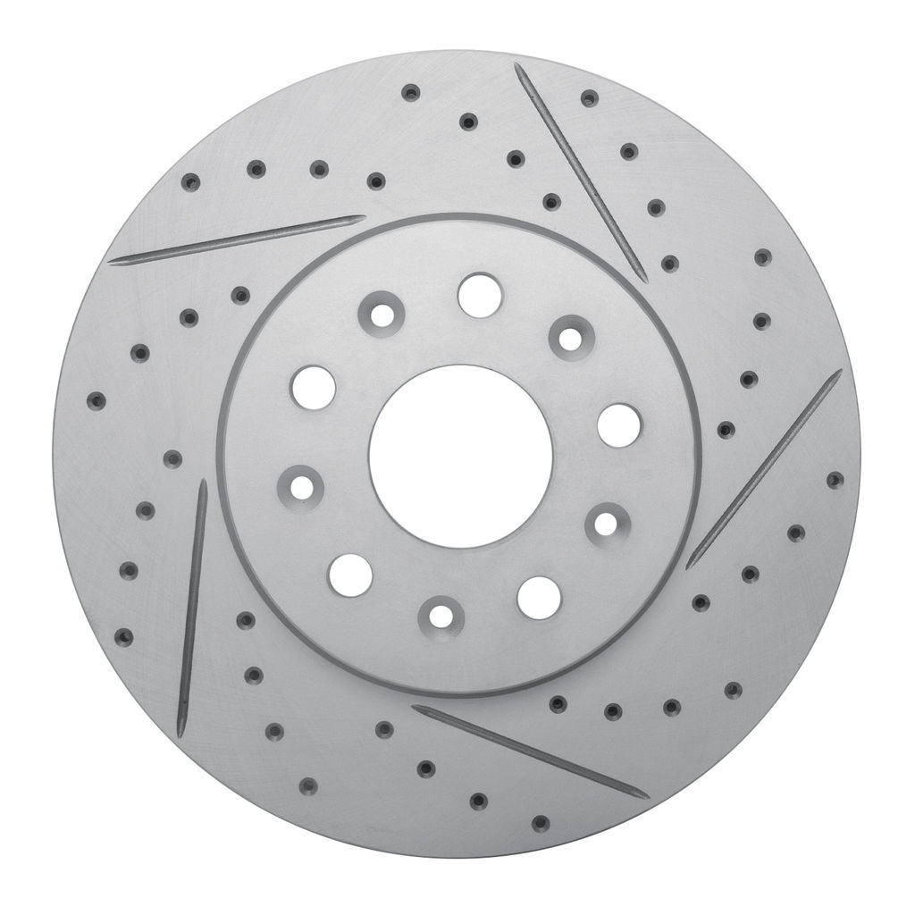 Dynamic Friction 830-46038R - Geoperformance Coated Drilled and Slotted Brake Rotor