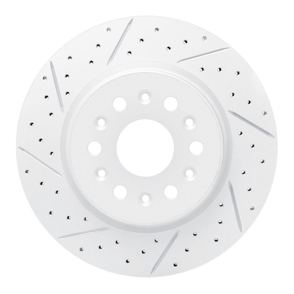 Dynamic Friction 830-48000L - Geoperformance Coated Drilled and Slotted Brake Rotor