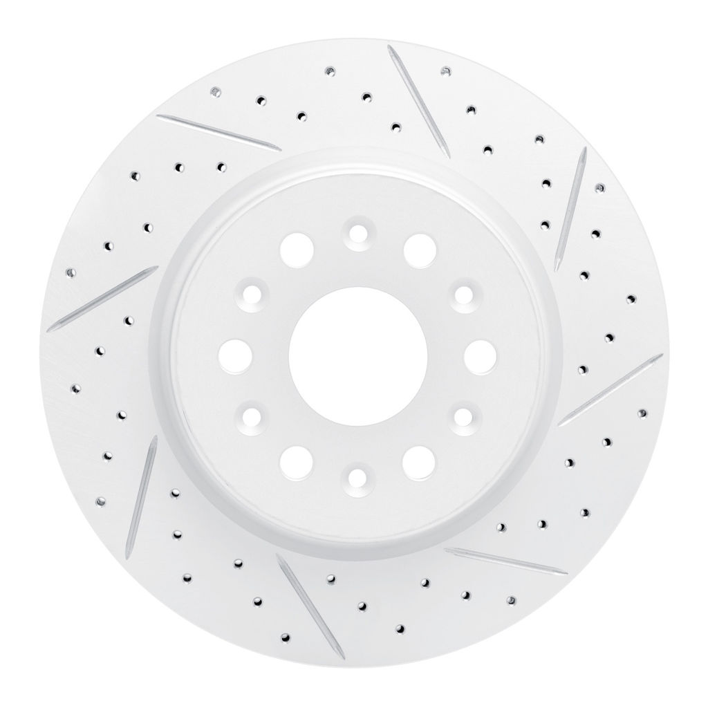 Dynamic Friction 830-48000R - Geoperformance Coated Drilled and Slotted Brake Rotor