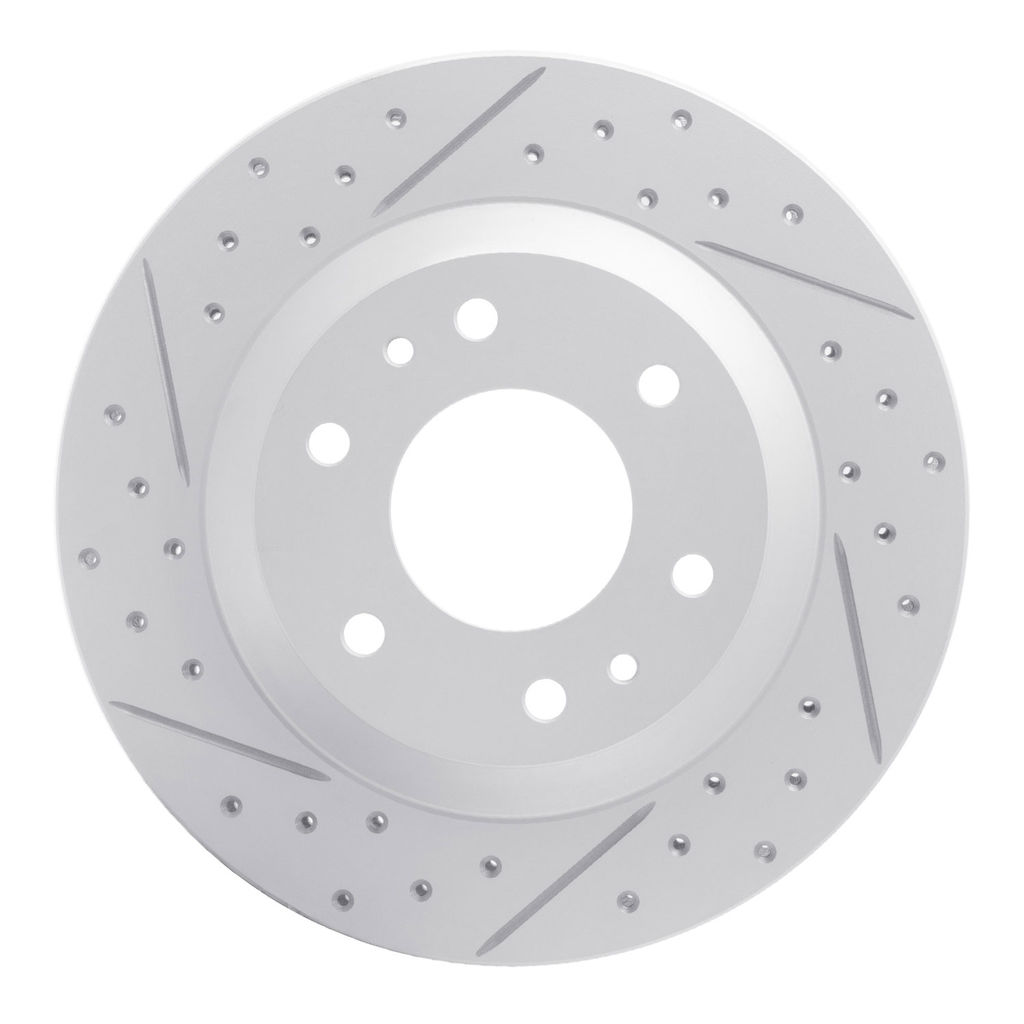 Dynamic Friction 830-48044L - Geoperformance Coated Drilled and Slotted Brake Rotor