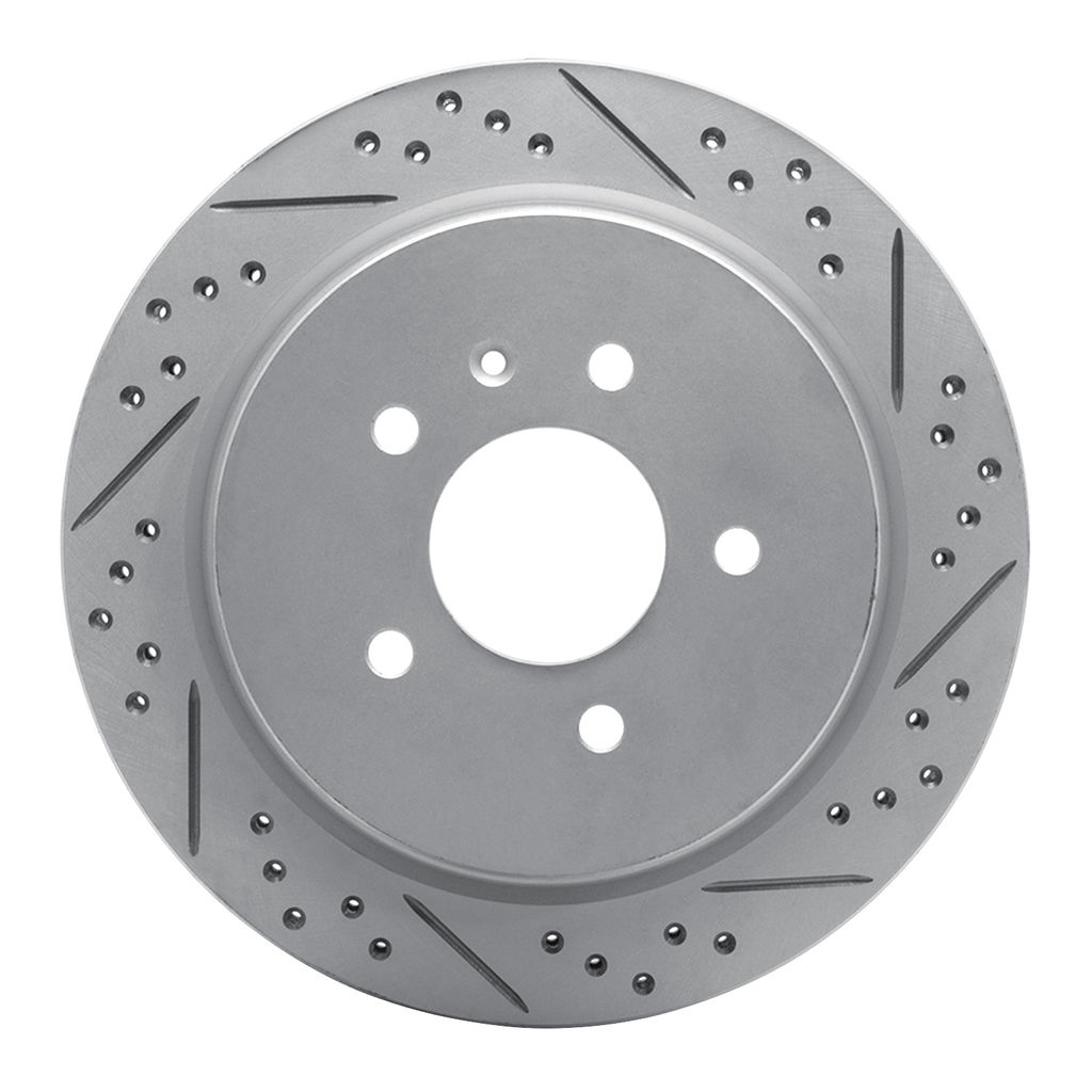 Dynamic Friction 830-46014R - Geoperformance Coated Drilled and Slotted Brake Rotor