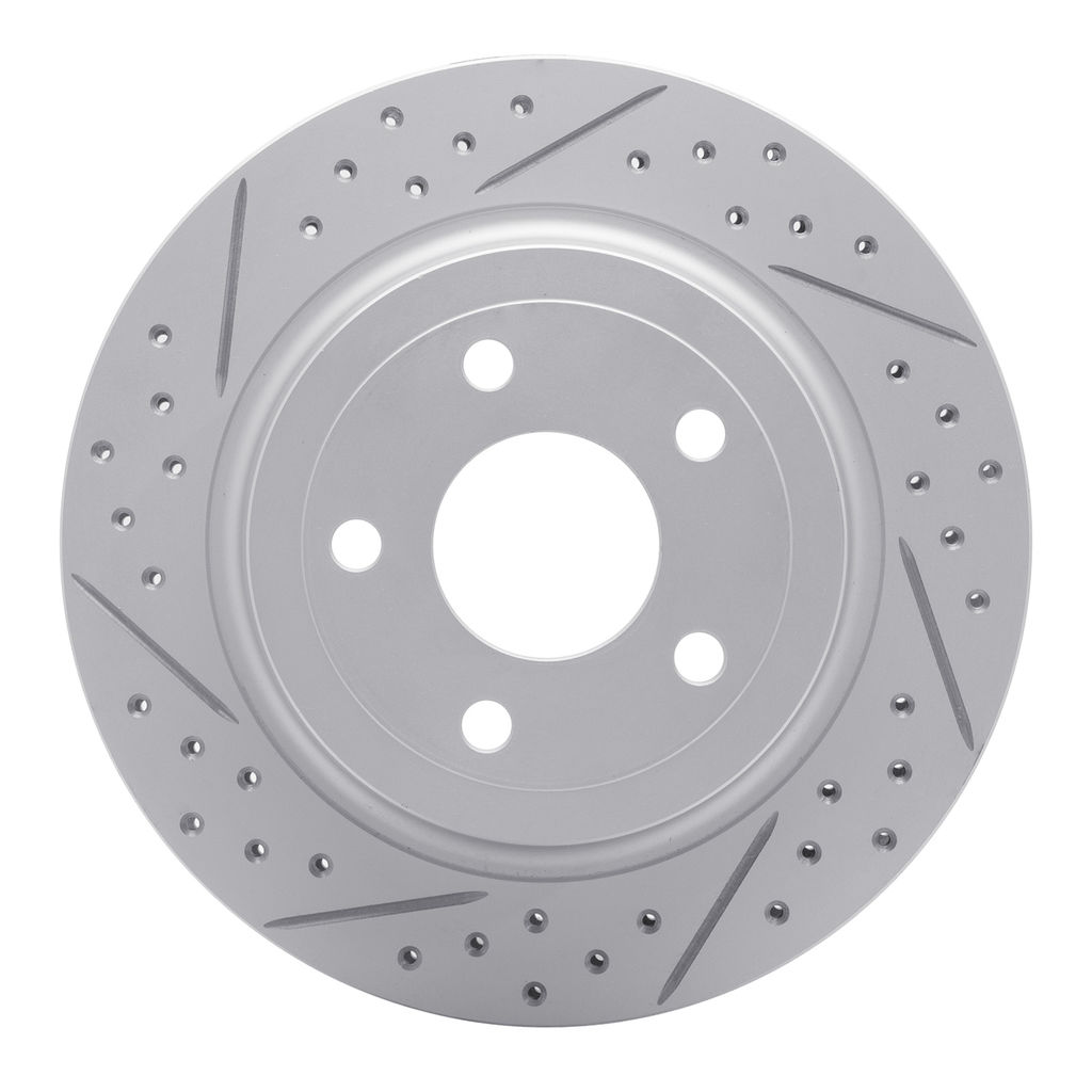 Dynamic Friction 830-47038R - Geoperformance Coated Drilled and Slotted Brake Rotor