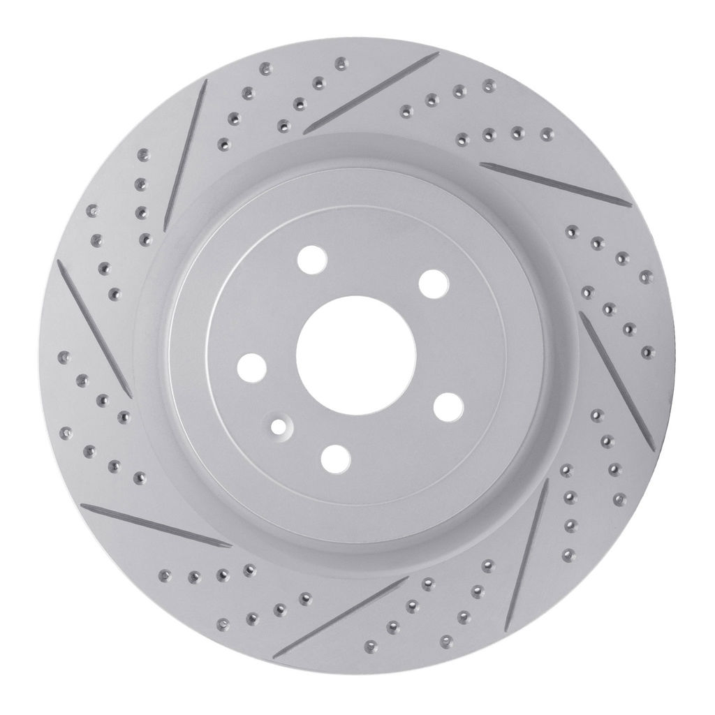 Dynamic Friction 830-47039L - Geoperformance Coated Drilled and Slotted Brake Rotor