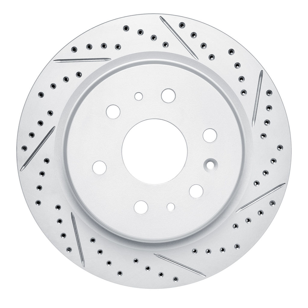 Dynamic Friction 830-47081R - Geoperformance Coated Drilled and Slotted Brake Rotor