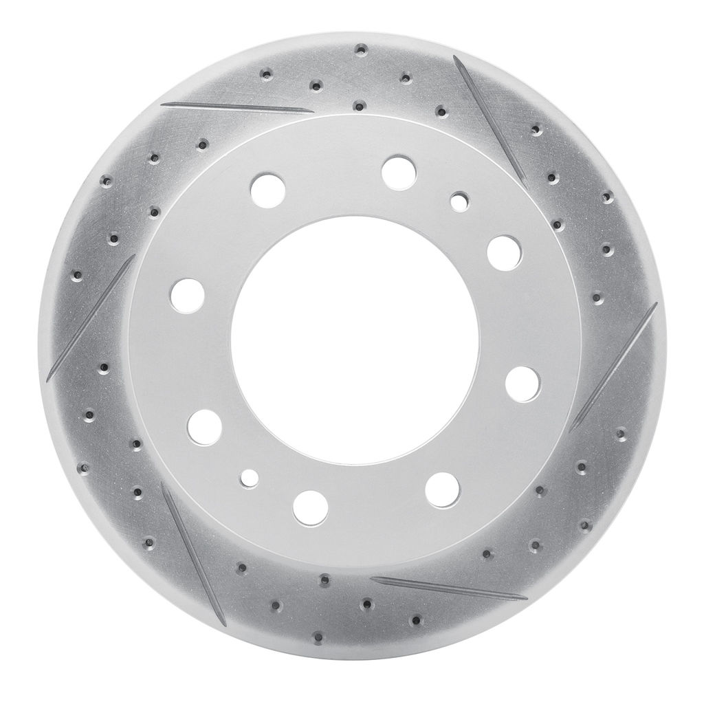 Dynamic Friction 830-48038R - Geoperformance Coated Drilled and Slotted Brake Rotor