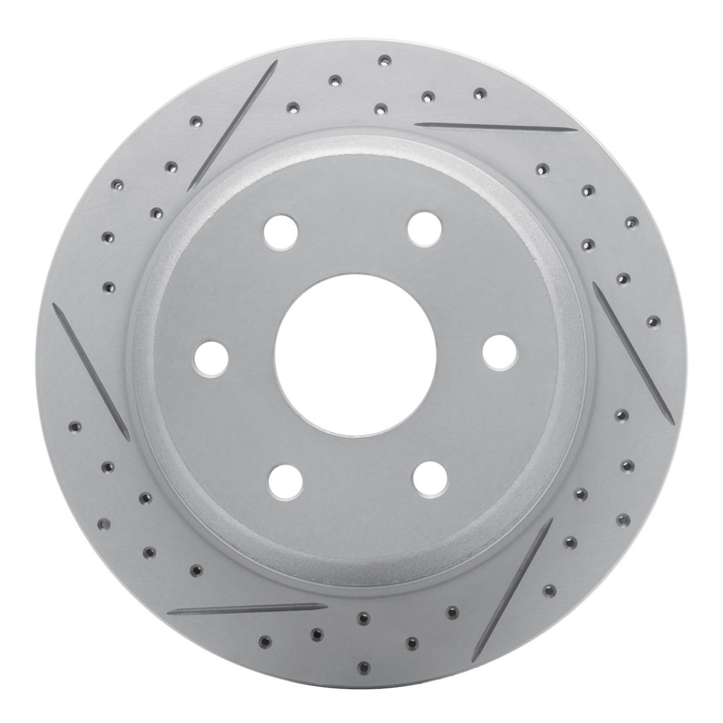 Dynamic Friction 830-48041L - Geoperformance Coated Drilled and Slotted Brake Rotor