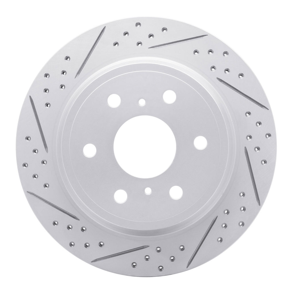Dynamic Friction 830-48053L - Geoperformance Coated Drilled and Slotted Brake Rotor