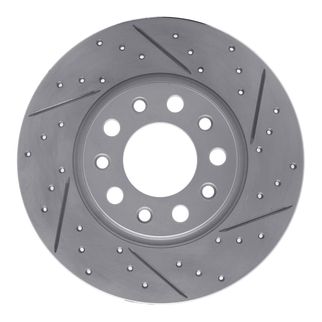 Dynamic Friction 830-42012R - Geoperformance Coated Drilled and Slotted Brake Rotor