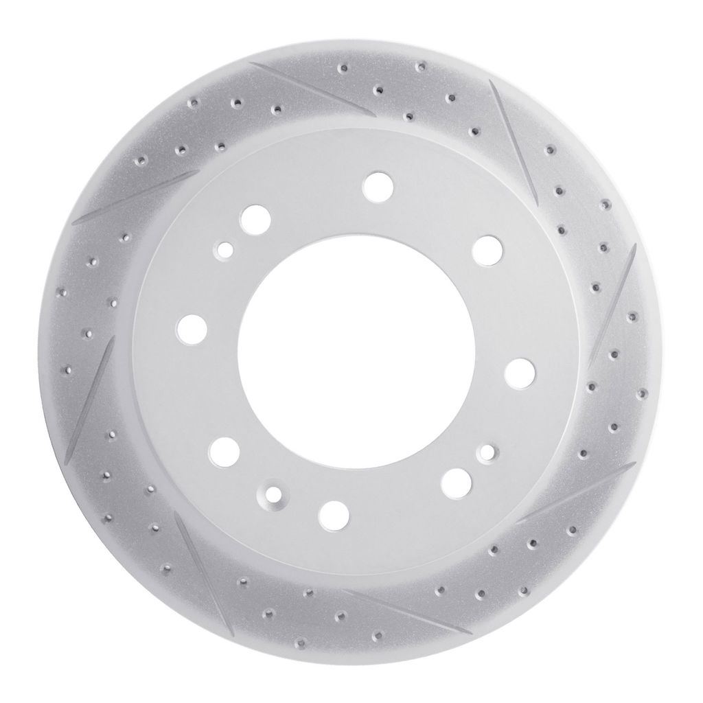 Dynamic Friction 830-48059L - Geoperformance Coated Drilled and Slotted Brake Rotor
