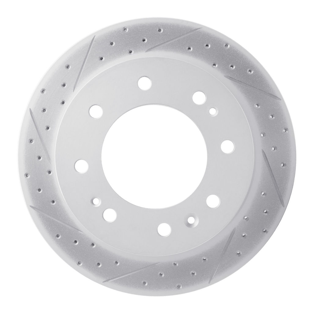 Dynamic Friction 830-48059R - Geoperformance Coated Drilled and Slotted Brake Rotor
