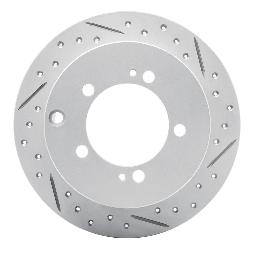 Dynamic Friction 830-72028R - Geoperformance Coated Drilled and Slotted Brake Rotor
