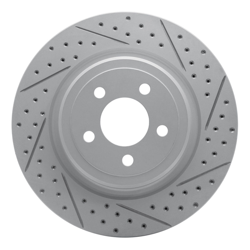 Dynamic Friction 830-39021R - Geoperformance Coated Drilled and Slotted Brake Rotor