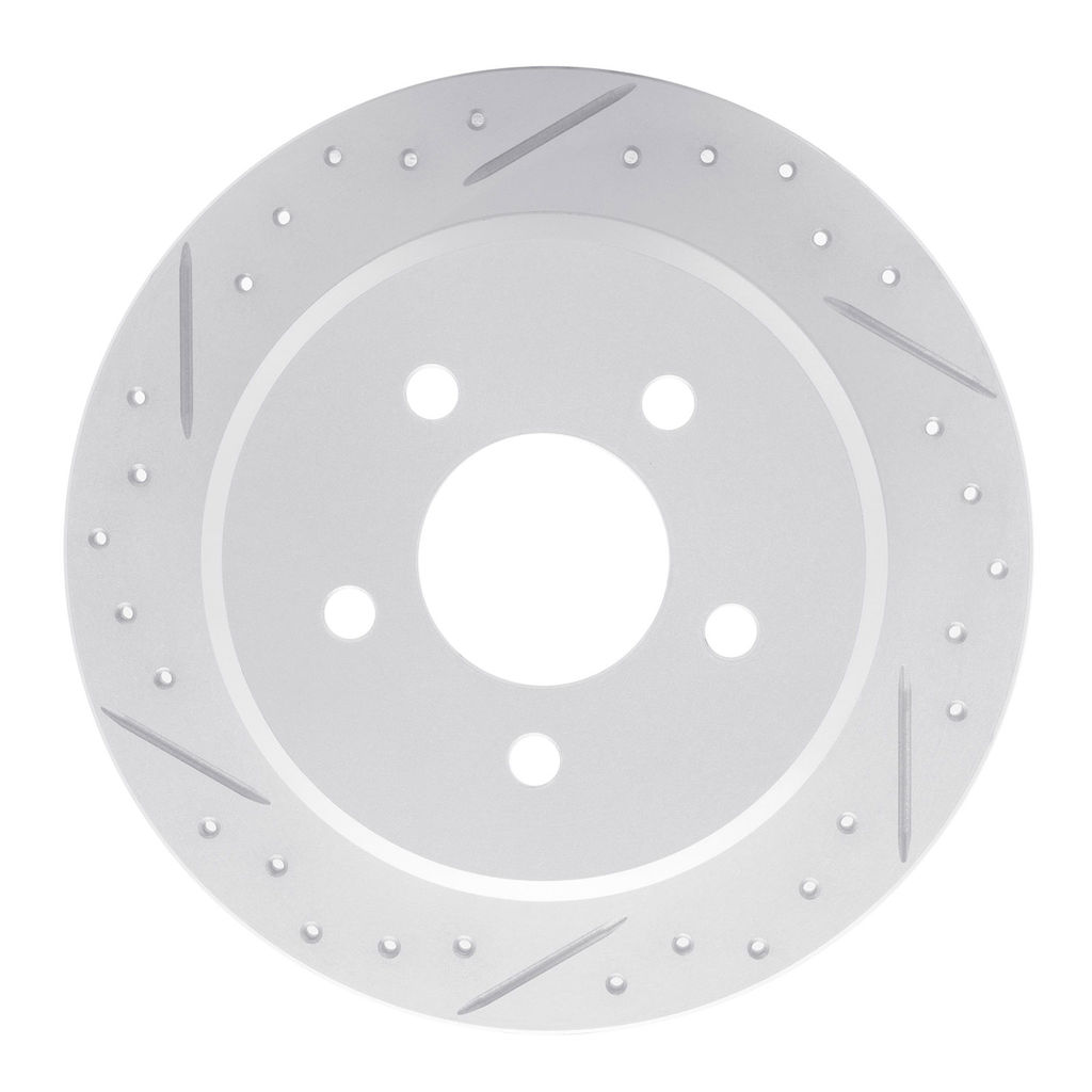 Dynamic Friction 830-54142L - Geoperformance Coated Drilled and Slotted Brake Rotor