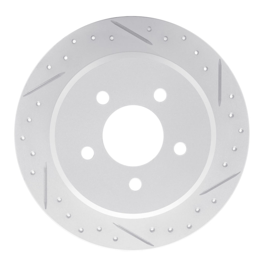 Dynamic Friction 830-54142R - Geoperformance Coated Drilled and Slotted Brake Rotor