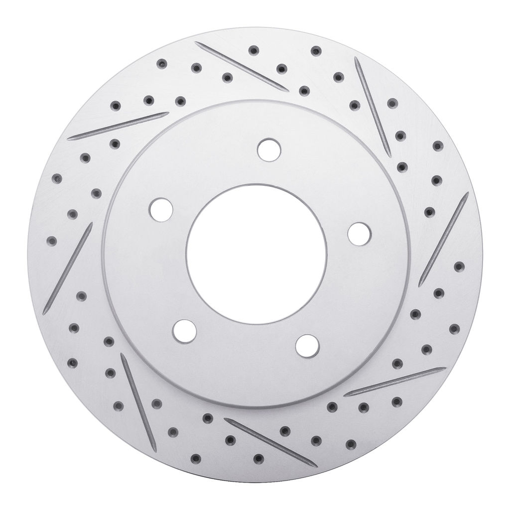 Dynamic Friction 830-54147R - Geoperformance Coated Drilled and Slotted Brake Rotor