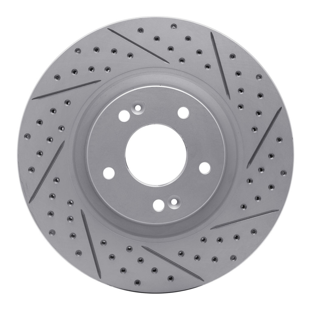 Dynamic Friction 830-03003R - Geoperformance Coated Drilled and Slotted Brake Rotor
