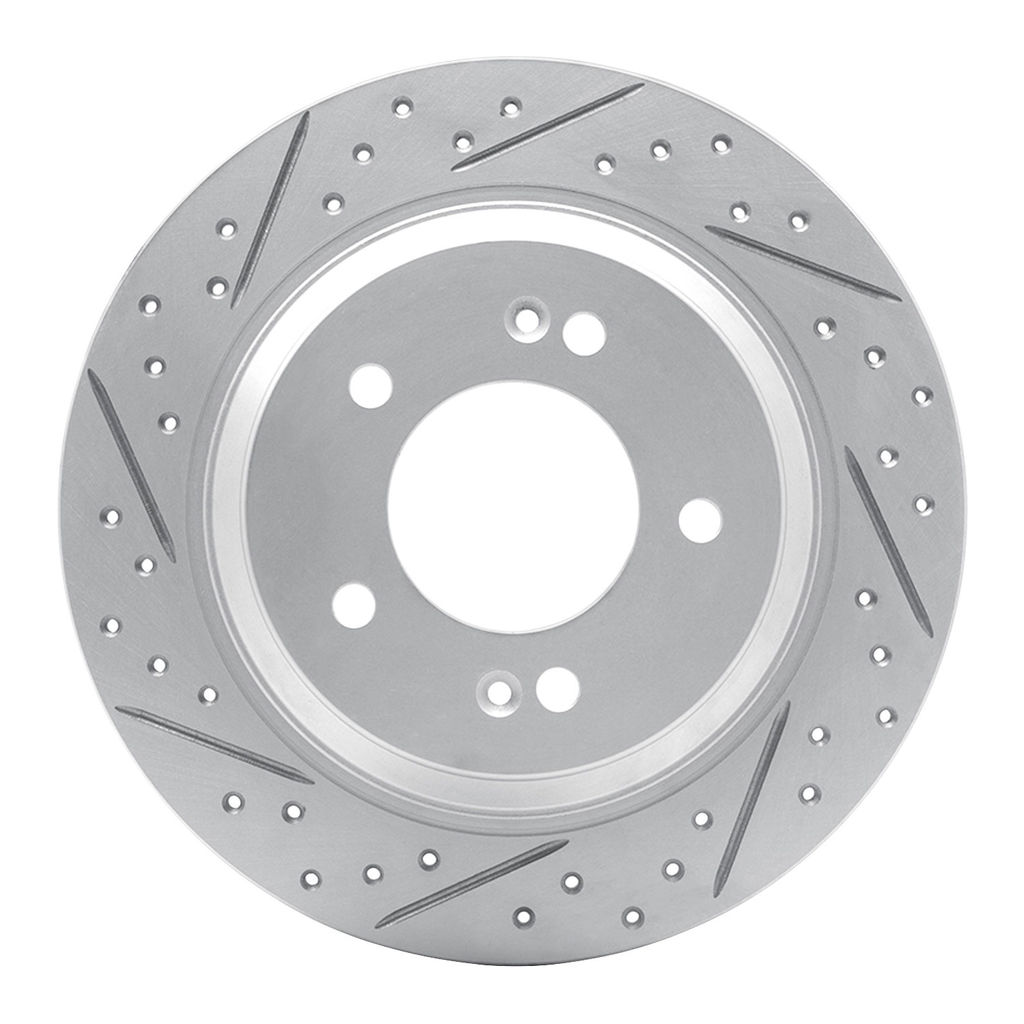 Dynamic Friction 830-21014L - Geoperformance Coated Drilled and Slotted Brake Rotor