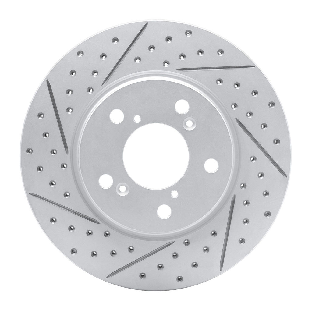Dynamic Friction 830-59049L - Geoperformance Coated Drilled and Slotted Brake Rotor