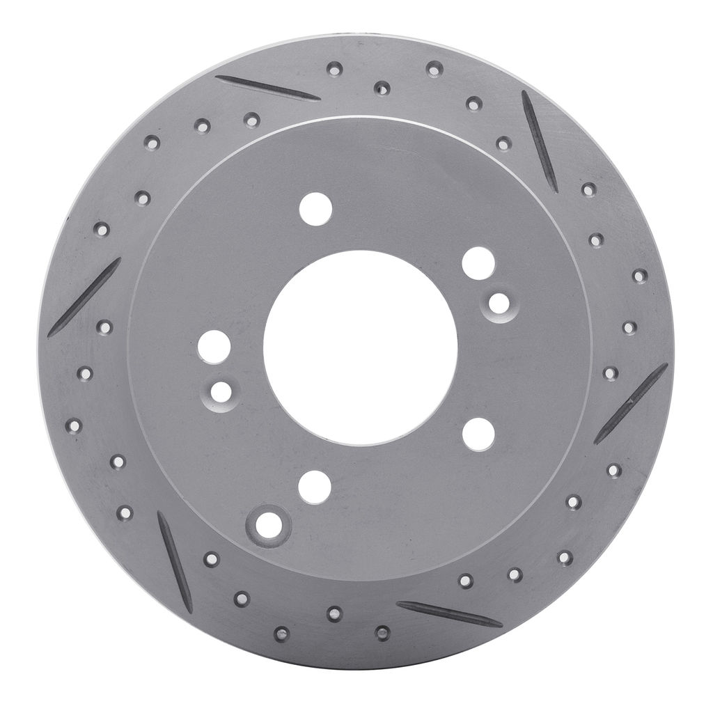 Dynamic Friction 830-03014R - Geoperformance Coated Drilled and Slotted Brake Rotor