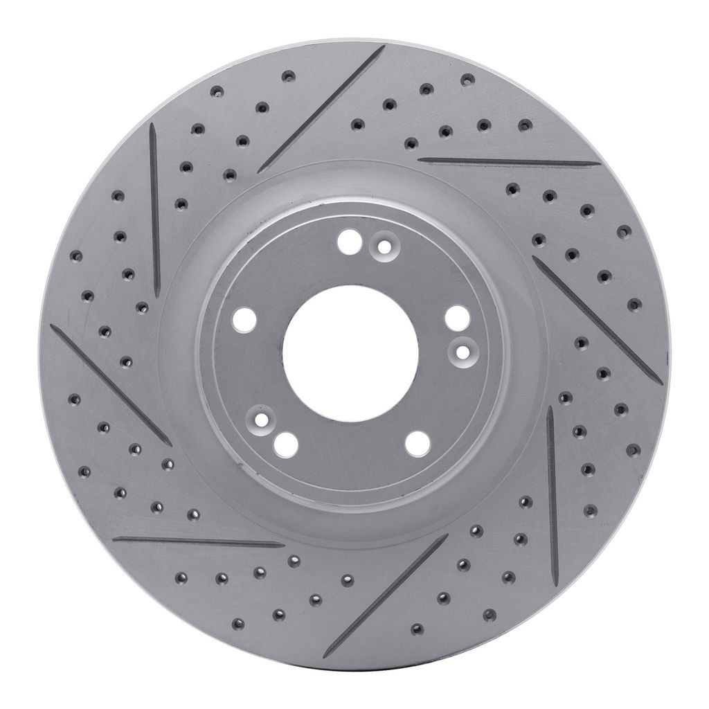 Dynamic Friction 830-03028L - Geoperformance Coated Drilled and Slotted Brake Rotor