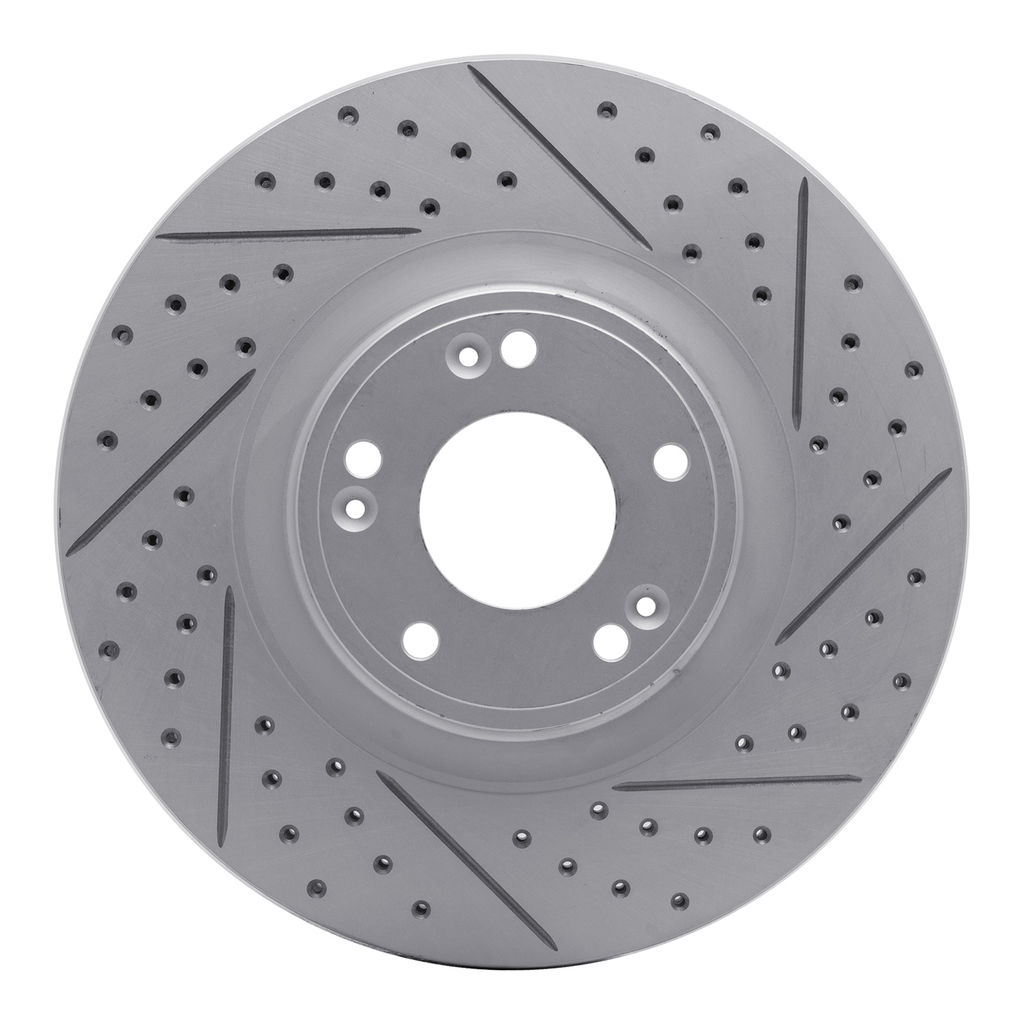 Dynamic Friction 830-03028R - Geoperformance Coated Drilled and Slotted Brake Rotor